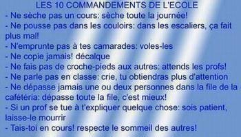 les 10 commandement de l'ecole